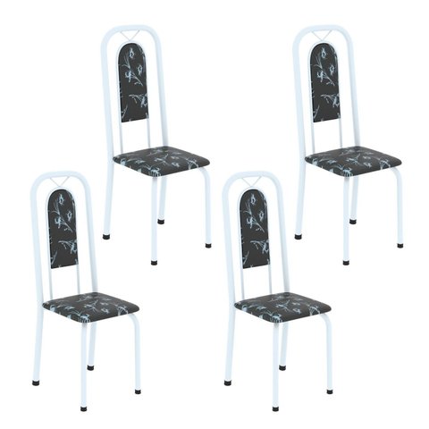 Cadeiras para Sala de Jantar 4 Unidades Lara Branco/Preto Floral