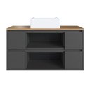 Ver imagem 7 de Balcão Gabinete de Banheiro com Cuba 2 Portas 4 Gav Suspenso 88,4cm Multimóveis Crart-BAL007 Grafite