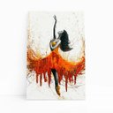 Ver imagem 1 de Mulher Vestido Laranja Arte Abstrato Quadro Canvas 140x90cm