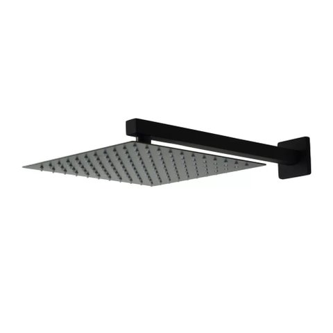 Ducha Chuveiro Black 25x25 Slim Inox C/ Braço Quadrado Fosco