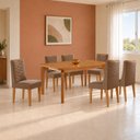 Ver imagem 1 de Conjunto de Mesa de Jantar Dublin 180 Tp MDF Laminado Canto Copo 6 Cadeiras Estela