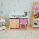 Ver imagem 2 de Escrivaninha Infantil Bancada Organizadora P - Borboletinha Kit Livro Educativo em Madeira - Rosa