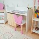 Ver imagem 4 de Escrivaninha Infantil Bancada Organizadora P - Borboletinha Kit Livro Educativo em Madeira - Rosa