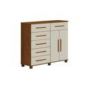 Ver imagem 1 de Cômoda São Paulo 6 Gavetas MDF-MDP com Puxador em Madeira Cinamomo Off White Leifer