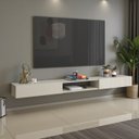 Ver imagem 2 de Nicho Suspenso Impacto 120cm Mdp com 2 Portas Basculantes para Sala Painel de Tv Escritório:off Whit