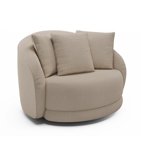 Poltrona Decorativa Giratória para Sala 122cm Kaly M22 Linho Cru - Mpozenato
