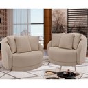 Ver imagem 2 de Poltrona Decorativa Giratória para Sala 122cm Kaly M22 Linho Cru - Mpozenato