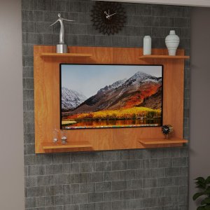 Painel de Tv com 4 Prateleiras em Mdf Resistente Moderno:nature