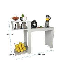 Aparador Buffet Escrivaninha Sena 3 em 1 - 135x92cm Branco - 9