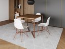 Ver imagem 1 de Mesa Industrial Base Ferro Cobre em V Tampo 90x90 Amendoa 4 Cadeiras Eames Ferro Assento Branco