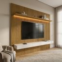 Ver imagem 1 de Painel para TV até 90 Polegadas em MDF com LED 250cm x 224cm Casuá Naturale Requinte
