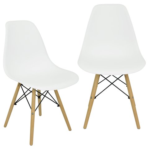 Kit 2 Cadeiras Charles Eames Eiffel Dsw - Cinza Claro - Madeira Clara