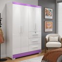 Ver imagem 1 de Guarda-Roupa 4 Portas Flex 200,5x120,4cm Amanda Yescasa Branco/-/Lilás