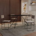 Ver imagem 1 de Mesa Jantar Industrial Trama 1,40x0,80m Preta com 4 Cadeiras Estofadas Vitória Bege e Preta Marrom