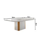 Ver imagem 3 de Mesa de Sala Jantar Pietá C/ Tampo Madeirado C/ Vidro Canto Curvo 180x90cm Off White/naturale/off