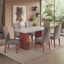 Ver imagem 2 de Conjunto de Mesa Sala de Jantar Ripada Tampo com Vidro Santiago 1,60m 6 Cadeiras Grécia Dobuê