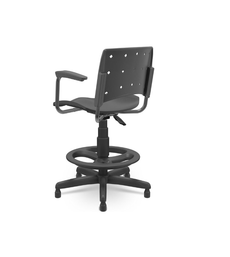 Cadeira Caixa Alta Ergoplax com Braços Plaxmetal Polipropileno Preto - 3
