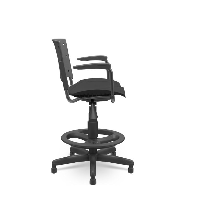 Cadeira Caixa Alta Ergoplax com Braços Plaxmetal Polipropileno Preto - 2