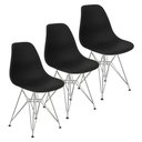 Ver imagem 1 de Kit 3 Cadeiras Charles Eames Eiffel Base Metal Cromado Preta
