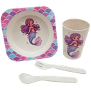 Ver imagem 1 de Kit Refeição Prato+copo+talher 4pçs Dino, Astronauta,sereia:lilás Sereia