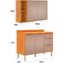 Ver imagem 4 de Kit Armário Aéreo e Balcão com Tampo 2 Portas 120 cm Valena Cinamon/Nude