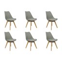 Ver imagem 1 de Kit 6 Cadeiras Charles Eames Leda Luisa Saarinen Design Wood Estofada Base Madeira - Cinza