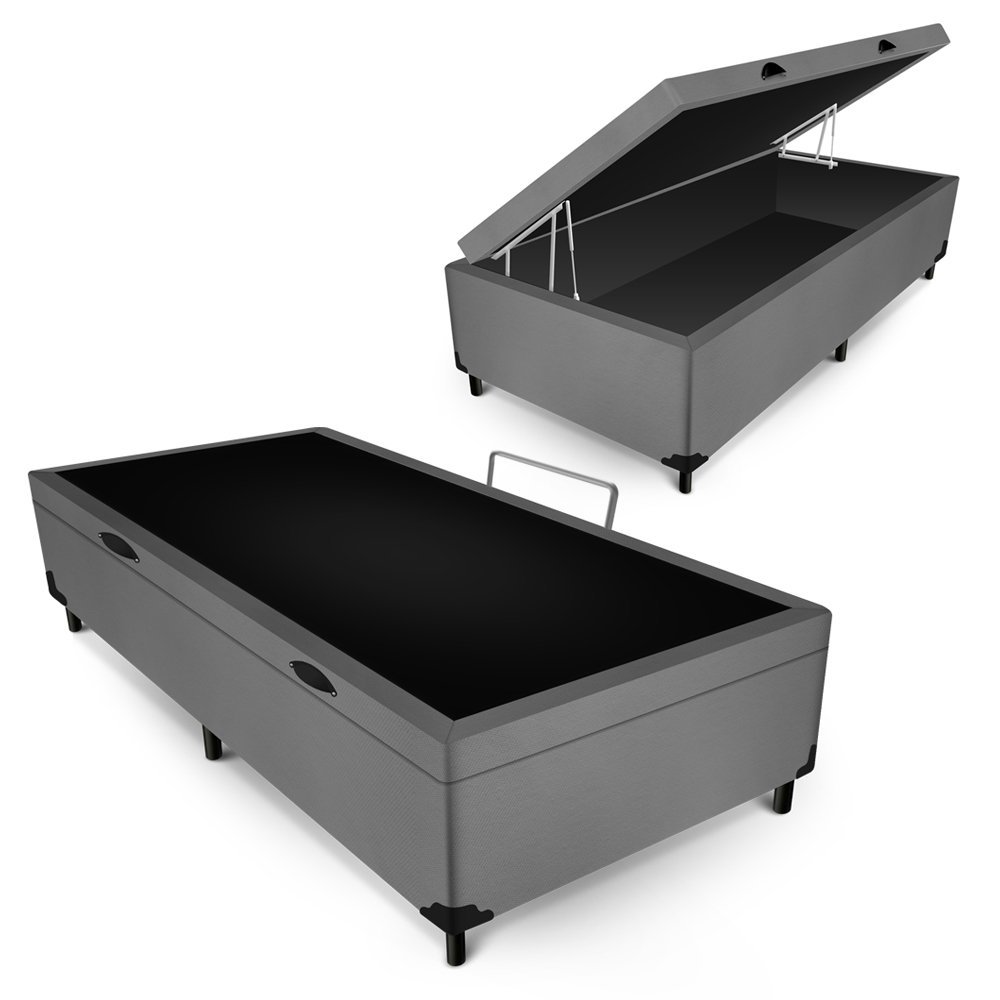 Box Baú Max Ultra Suede Chumbo Solteiro 88x188x42cm Maxpuma