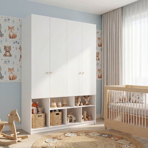 Guarda Roupa 4 Portas com Nichos Curió Casatema MadeiraOriginals