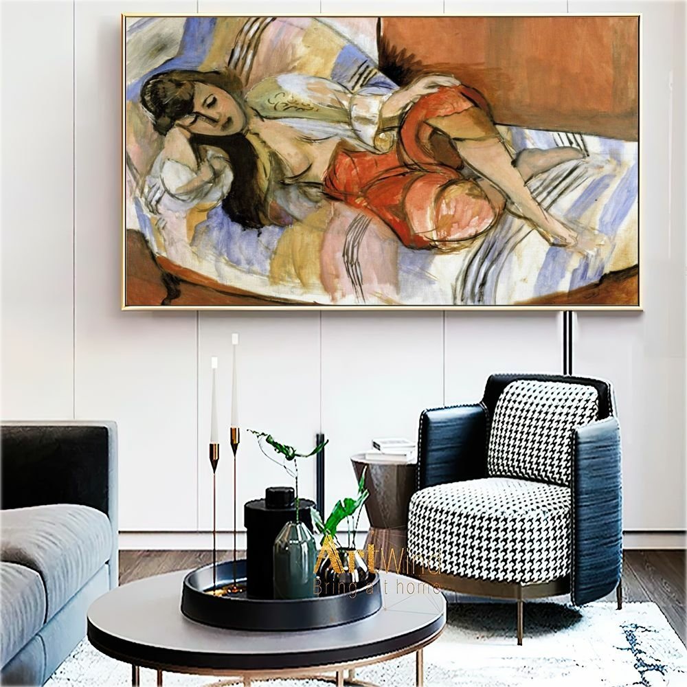 Quadro Decorativo Henri Matisse Escrava Odalisque:90x60 cm/DOURADA - 5