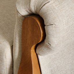 Kit 2 Poltronas Capitonê com Detalhe em Madeira Nobre Linho Bege Adhara Larbelle - 8