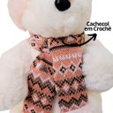 Ver imagem 4 de Urso Decorativo Pelúcia Creme e Rosê Cachecol Crochê e Gorro Lantejoulas 40cm - Master Christmas