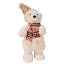 Ver imagem 1 de Urso Decorativo Pelúcia Creme e Rosê Cachecol Crochê e Gorro Lantejoulas 40cm - Master Christmas