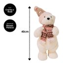 Ver imagem 3 de Urso Decorativo Pelúcia Creme e Rosê Cachecol Crochê e Gorro Lantejoulas 40cm - Master Christmas