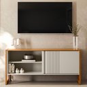 Ver imagem 2 de Rack para Sala de Estar Tv 55 Pol 141cm Golden L05 Nature Off White - Lyam Decor