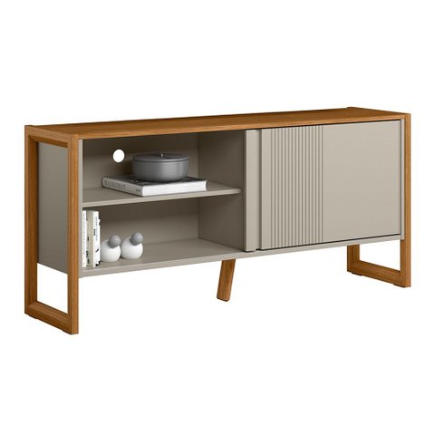 Rack para Sala de Estar Tv 55 Pol 141cm Golden L05 Nature Off White - Lyam Decor