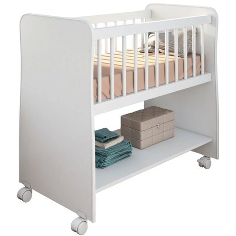 Mini Berço para Bebê Infantil Rubi Estilo Moisés com Colchão Branco - Desk Design Peternella