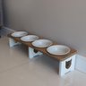 Comedouro Elevado Quadruplo Linear Gato Pet Mdf - Porcelana - 1