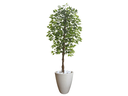 Ver imagem 1 de Planta Artificial Ficus Verde 2,10m kit + Vaso Redondo Bege 40cm