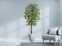 Ver imagem 2 de Planta Artificial Ficus Verde 2,10m kit + Vaso Redondo Bege 40cm