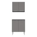 Ver imagem 6 de Kit Armário de Cozinha Aéreo com Balcão 70cm 4 Portas Pequim Multimóveis Mp2380 Preto/lacca Fum