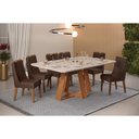 Ver imagem 1 de Sala de Jantar Completa Celeste C/ Tampo Madeirado C/ Vidro Retangular 160x90cm e 6 Cadeiras Bia