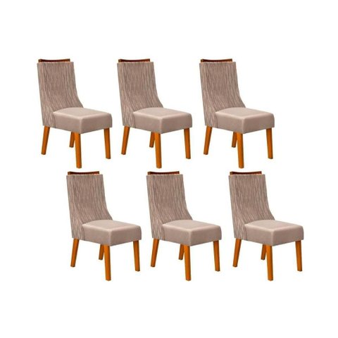 Kit 6 Cadeiras Sala Jantar Jade 6 Un Freijó/suede Kraft - Dj Móveis