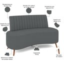 Ver imagem 4 de Sofá Chaise Living 2 Lugares 160cm para Sala Cayman K01 Bouclê Cinza - Lyam Decor