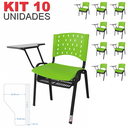 Ver imagem 2 de Cadeira Universitária Plástica Verde com Porta Livros 10 Unidades - Ultra Móveis