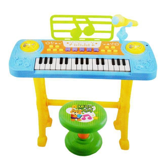 Brinquedo Piano Teclado Infantil Microfone Cantar Musica em