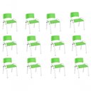Ver imagem 1 de Kit 12 Cadeira Iso Infantil Creche, Base Branco Verde Claro