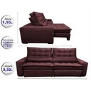 Ver imagem 2 de Sofá Retrátil e Reclinável 2,32m Molas Ensacadas Cama inBox Catar Velusoft Vinho
