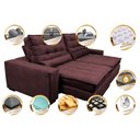 Ver imagem 3 de Sofá Retrátil e Reclinável 2,32m Molas Ensacadas Cama inBox Catar Velusoft Vinho