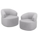 Ver imagem 2 de Kit 02 Poltronas Giratória Orgânica para Sala de Estar Living Helena L02 Linho Cinza - Lyam Decor