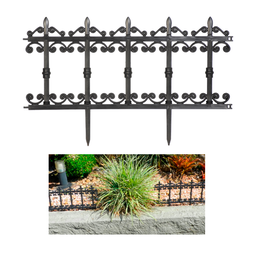 Kit 2 Cercas Plásticas Estilo Ferro Fundido Jardim Canteiro Preto - 1